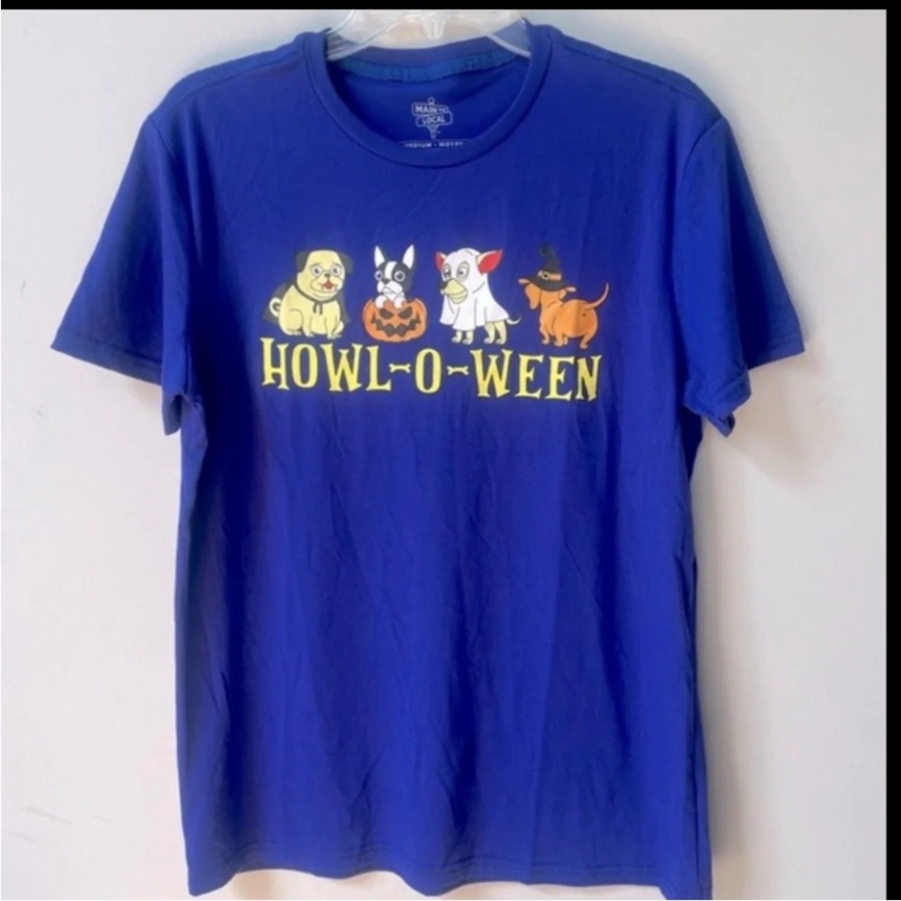Main And‎ Local Short Sleeve T Shirt Mens Medium Howl O Ween Dogs NWOT